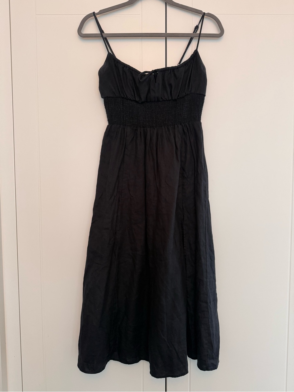 Wilfred Genoa Black Linen Midi Dress
